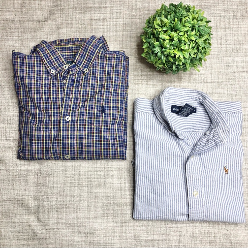 Ralph Lauren plaid/ stripes button up shirt bundle, size 5